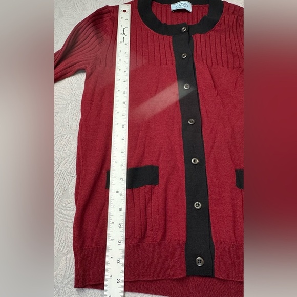 Prada Wool Lightweight Cardigan Burgundy‎ Red size 42 EU/6 US - Picture 6 of 7